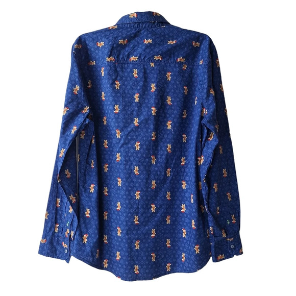 Drill Clothing Co. Large Blue Gingerbread Collared Button Down Long Sleeve Shirt - Picture 3 of 16